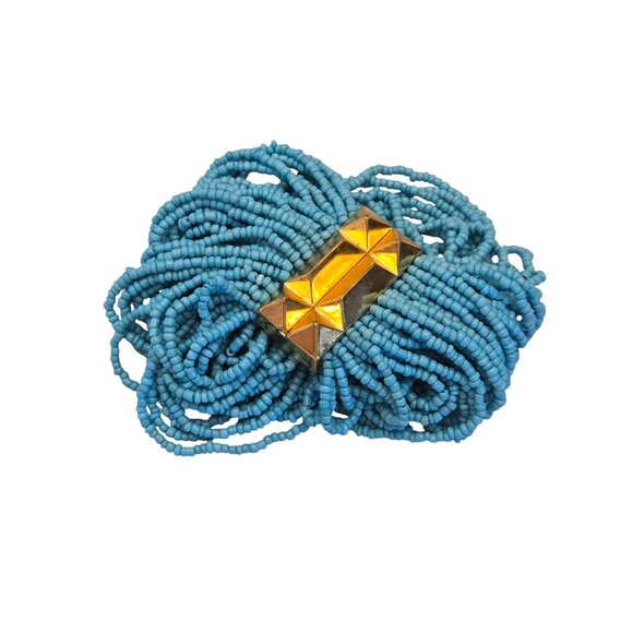BCB Max Azria Turquoise Beaded Multi Strand Wrap Bracelet With Magnetic Closure - Picture 2 of 5